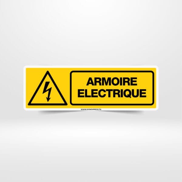 Panneau de signalisation "Armoire Électrique" conforme ISO 7010 (W012) en Tunisie, signalétique de sécurité électrique.