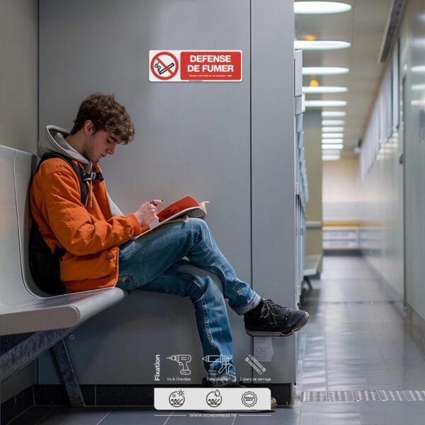 Panneau "Défense de Fumer", interdiction de fumer, signalisation sanitaire, Tunisie