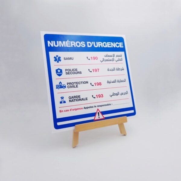 Plaque Numéros d'Urgence