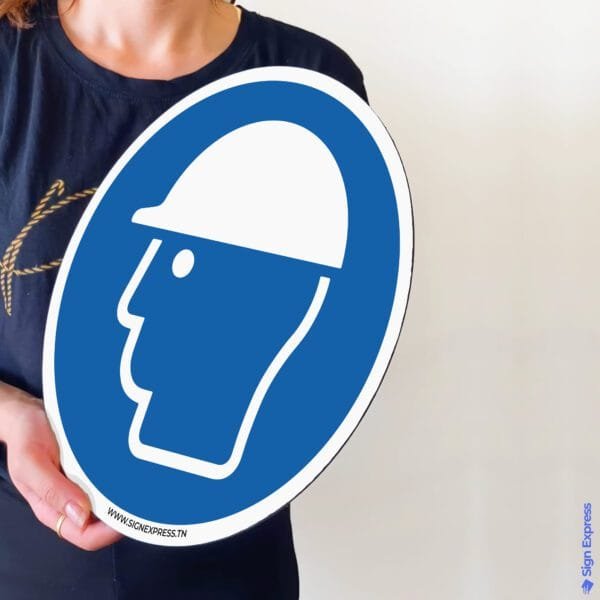 Plaque casque de protection obligatoire pictogramme ISO 7010 Tunisie