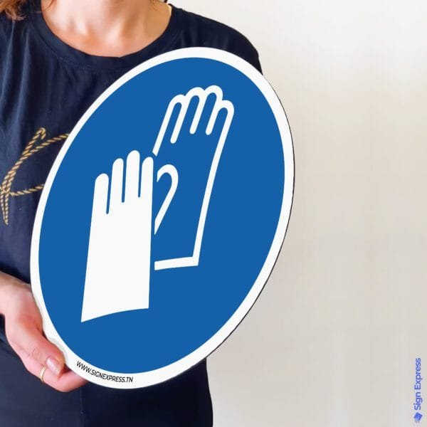 Plaque gants de protection obligatoires ISO 7010 Tunisie