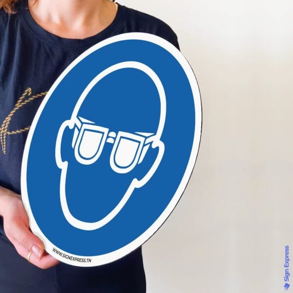 Plaque lunettes de protection obligatoires pictogramme ISO 7010 Tunisie