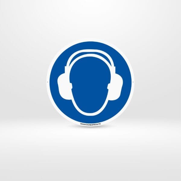 Plaque protection auditive obligatoire – casque oreille bleu ISO 7010 Tunisie