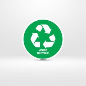 Plaque signalétique "Verre Recyclé", fixation vis ou adhésif, gestion des déchets en verre recyclé, Tunisie