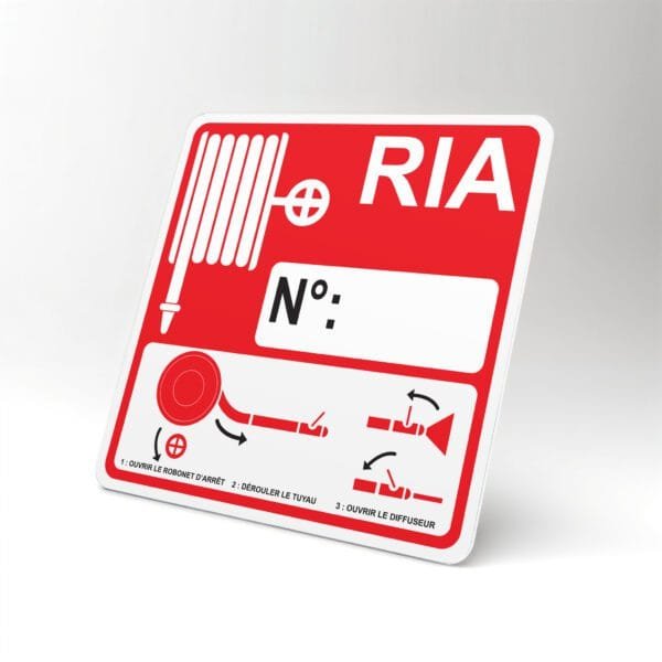 Plaque RIA – Signalétique de sécurité incendie avec n°