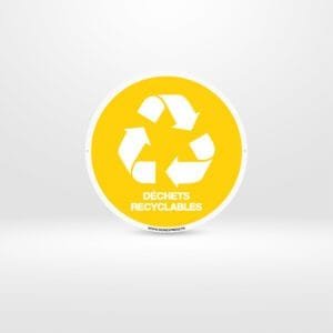 Plaque signalétique "Déchets Recyclables", fixation vis ou adhésif, gestion des déchets recyclables, Tunisie