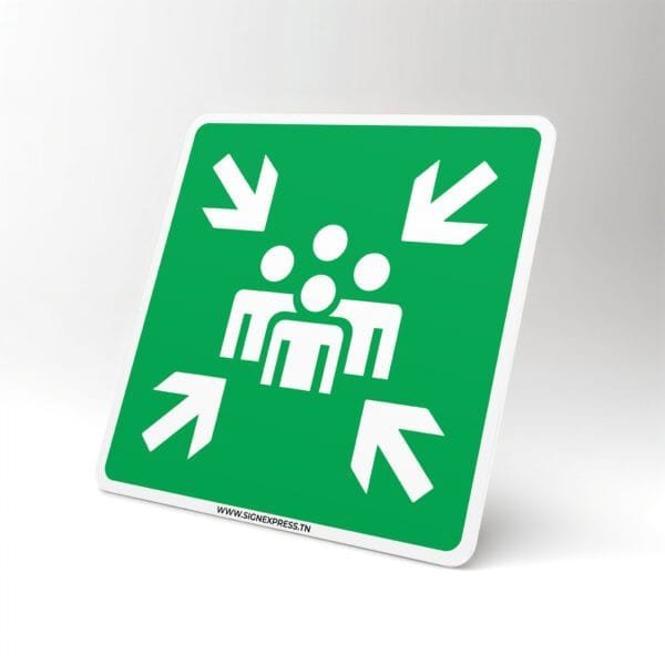 Plaque point de rassemblement norme ISO 7010 – signalisation évacuation Tunisie