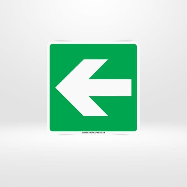 Flèche évacuation ISO 7010 sur plaque verte – signalisation sécurité Tunisie