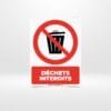 Plaque signalétique "Déchets Interdits" – interdiction dépôt sauvage – Tunisie