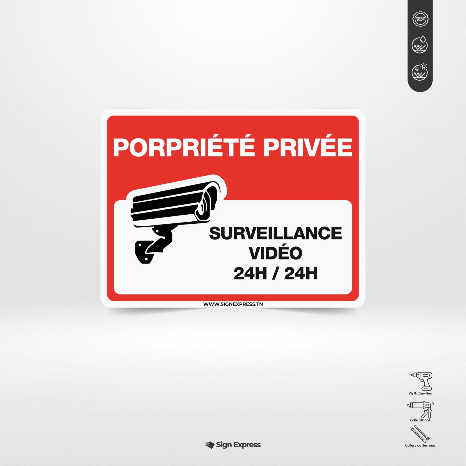 Panneau Dissuasion PVC Panneau 'Propriété Privée - Vidéo Surveillance' - PVC 300x200mm - Neuf, Dissuasion Panneau Propriete Privee Video Surveillance