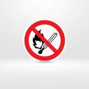 Plaque Flammes nues interdites ISO 7010 P003 – Tunisie