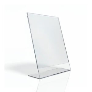 presentoir-de-table-plexiglas-porte-menu-tunisie.jpg Présentoir de table (chevalet) en Plexiglas transparent, porte-menu ou porte-affiche A4/A5 pour PLV, Sign Express Tunisie.