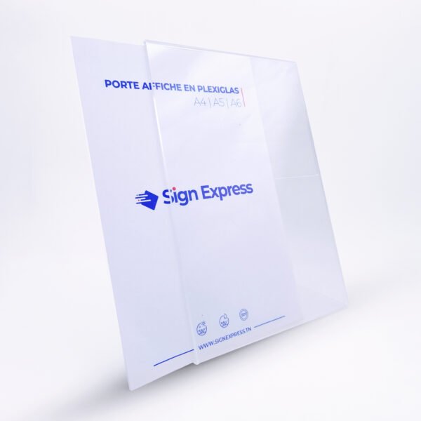 Porte-affiche en plexiglas transparent A4 et A5 sur pied pour affichage en Tunisie