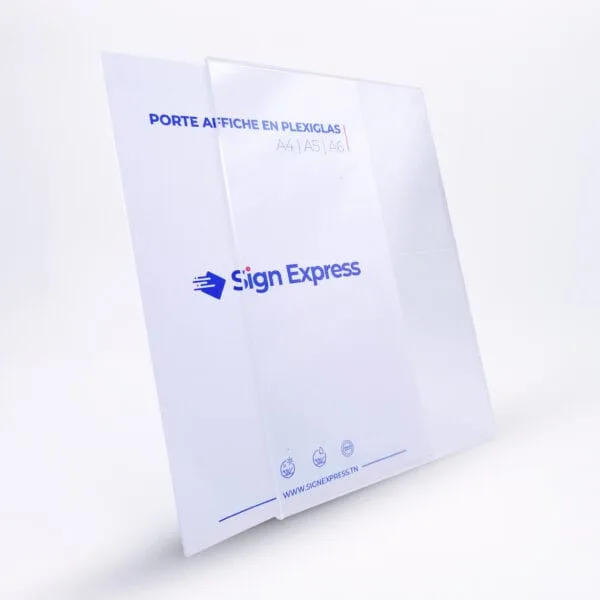 Porte-affiche en plexiglas transparent A4 et A5 sur pied pour affichage en Tunisie