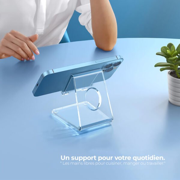 Support smartphone en plexiglas noir ou transparent, fabriqué en Tunisie