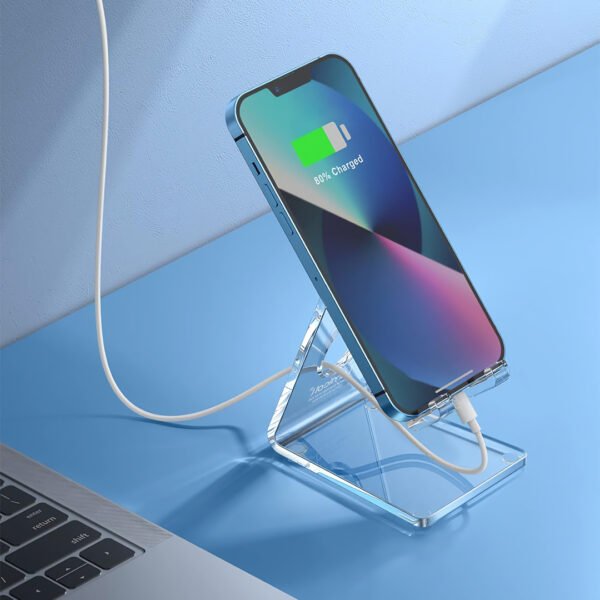 Support smartphone en plexiglas noir ou transparent, fabriqué en Tunisie