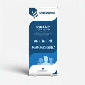 Vue arrière montrant la stabilité de la structure du Roll Up en Tunisie.