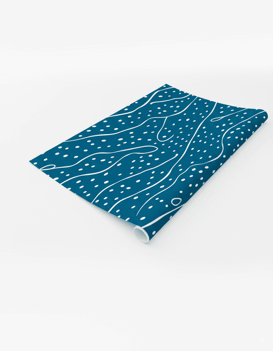 Papier peint adhésif sur mesure avec motif géométrique rose posé dans un salon en Tunisie.