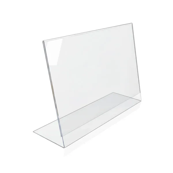 presentoir-de-table-plexiglas-porte-menu-tunisie.jpg Présentoir de table (chevalet) en Plexiglas transparent, porte-menu ou porte-affiche A4/A5 pour PLV, Sign Express Tunisie.