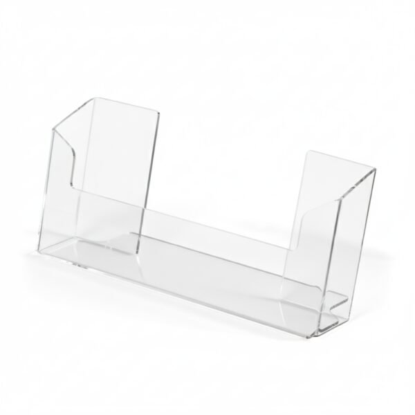 Porte-brochure de comptoir en plexi transparent format A4 pour flyer, disponible chez Sign Express Tunisie.