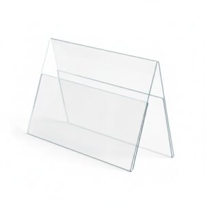 Porte-menu de table en plexi transparent, format A5 horizontal, un chevalet double-face pour restaurant, vendu en Tunisie.