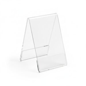 Porte-menu de table en plexi transparent, format A5 horizontal, un chevalet double-face pour restaurant, vendu en Tunisie.