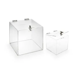 urne-box-plexiglas-securisee-avec-serrure-tunisie.jpg Urne en Plexiglas transparente avec serrure, boîte à dons ou boîte à suggestions, disponible en 2 tailles, Sign Express Tunisie.