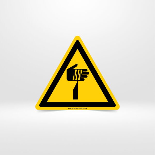 Pictogramme danger coupure main élément pointu triangle jaune - Signalétique sécurité atelier Tunisie - SignExpress.