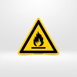 Pictogramme danger feu flamme matières inflammables triangle jaune - Signalétique sécurité Tunisie - SignExpress.