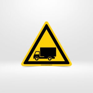 Pictogramme danger passage camions triangle jaune - Signalétique sécurité transport Tunisie - SignExpress.