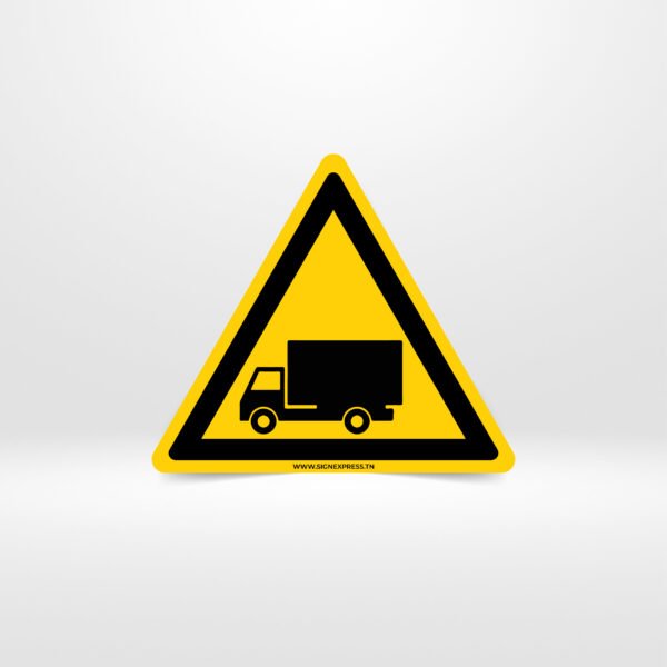 Pictogramme danger passage camions triangle jaune - Signalétique sécurité transport Tunisie - SignExpress.