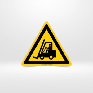 Pictogramme danger chariot élévateur manutention triangle jaune - Signalétique sécurité entrepôt Tunisie - SignExpress.