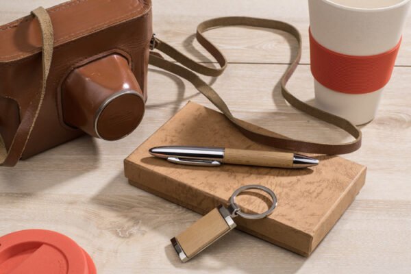 Coffret Cadeau Écologique | Stylo & Porte-Clé Bambou