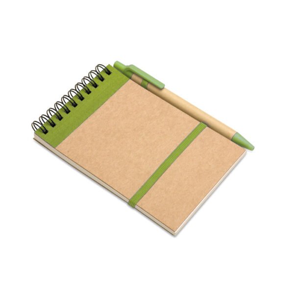 Bloc-notes Kraft Recyclé + Stylo | Goodies Écologiques Tunisie - SignExpress Impression de bloc-notes écologiques personnalisés en Tunisie. Carnet spirale Kraft avec stylo inclus. Idéal cadeaux d'entreprise. Devis gratuit et livraison rapide sur SignExpress.tn.