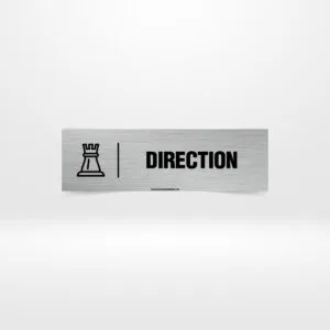 Plaque Direction – Signalétique d'Orientation Panneau directionnel intérieur avec icône tour d'échecs.
