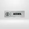Plaque de Porte Accueil – Signalétique Bureau & Entreprise Tunisie Plaque de porte Accueil aluminium brossé avec icône information pour entreprise Tunisie.