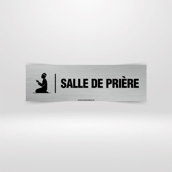 Plaque signalétique Salle de Prière pictogramme prière aspect inox.