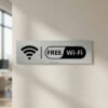 Panneau mural Free Wi-Fi aluminium brossé icône réseau sans fil.